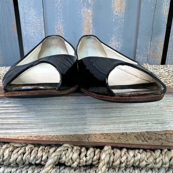CHANEL Patent Leather Peep Toe Ballet Flats Black Sz IT 36 1/2, US 6 1/2 - Picture 6 of 16